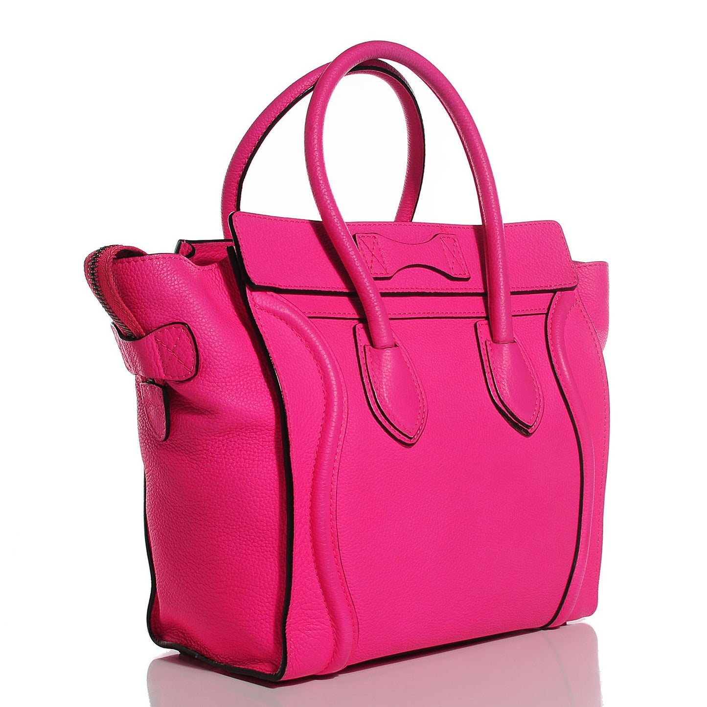 Drummed Calfskin Micro Luggage Fluo Pink