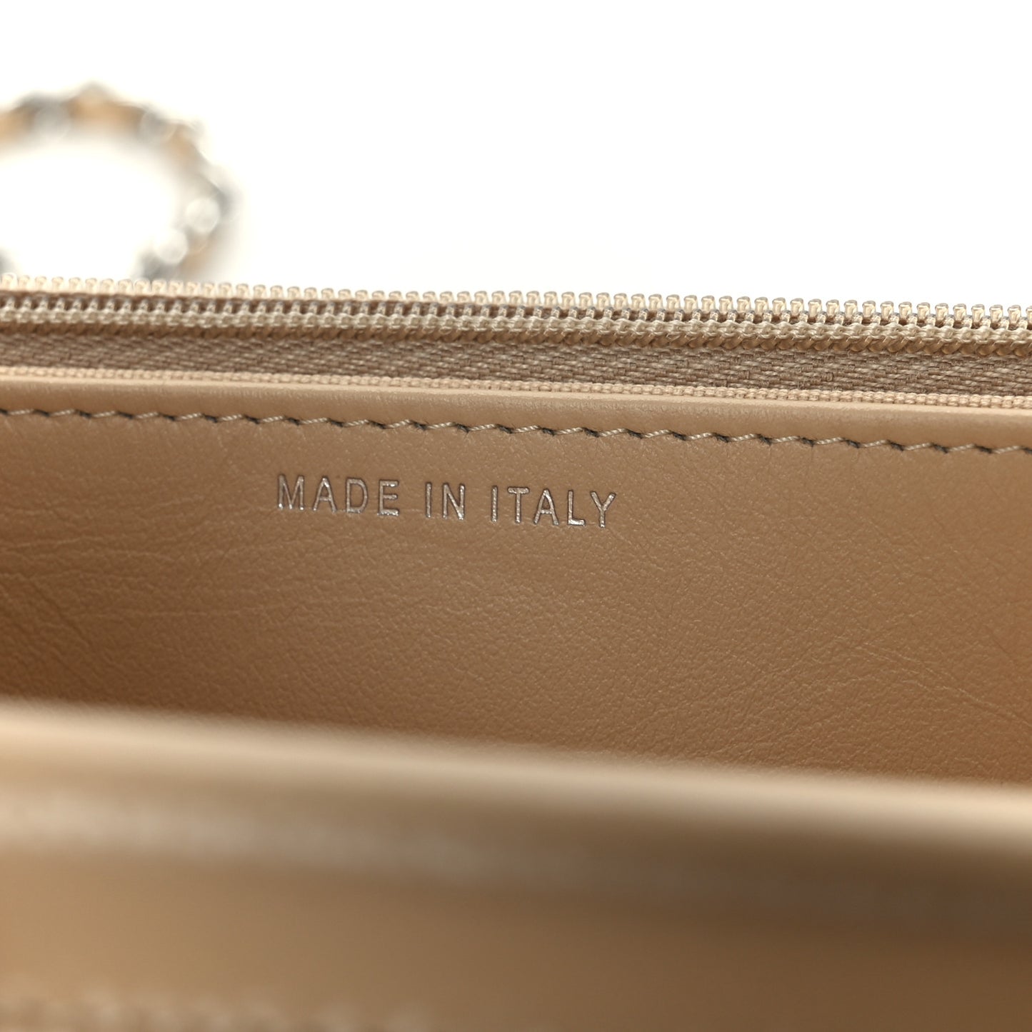 Caviar Quilted Wallet on Chain WOC Beige