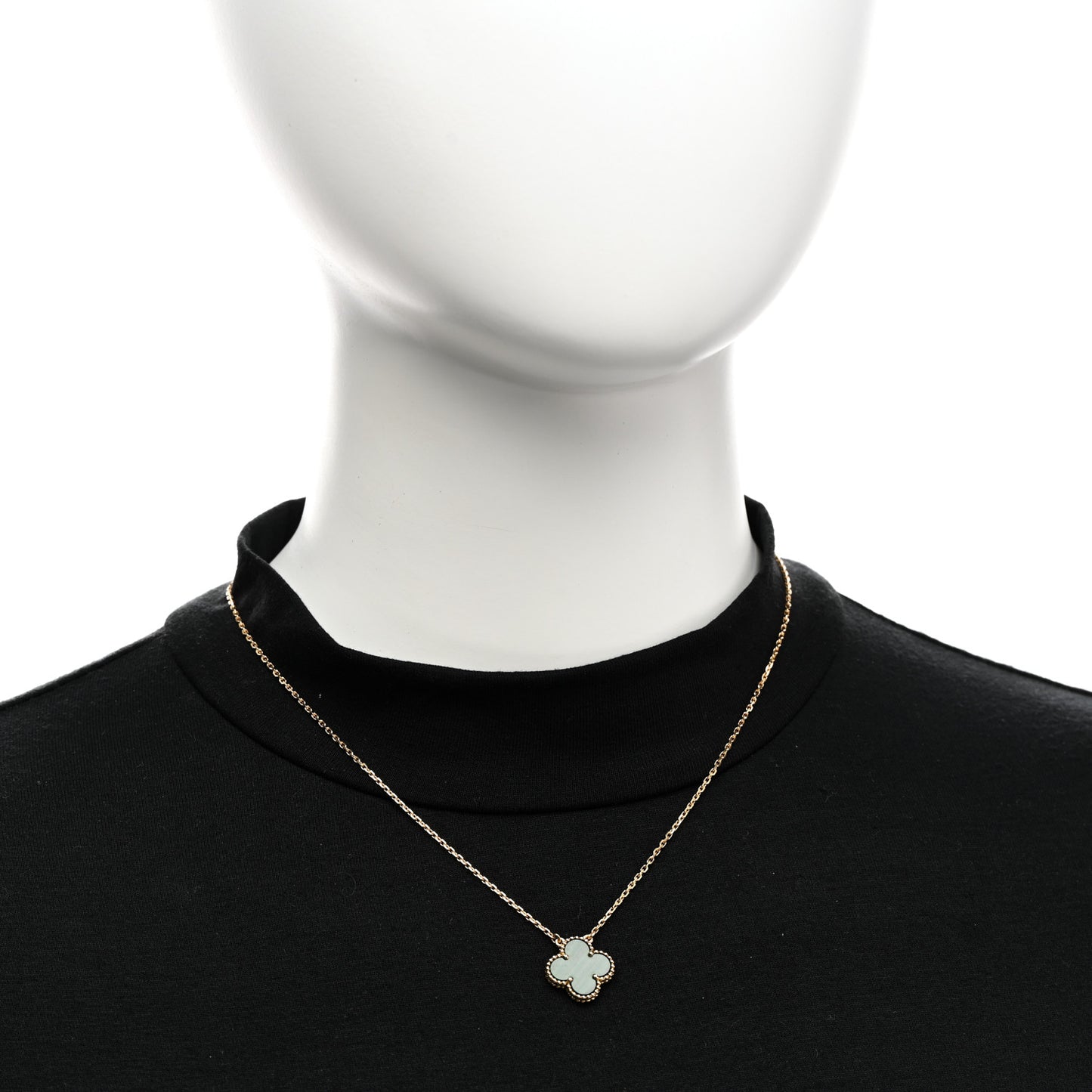 18K Yellow Gold Malachite Vintage Alhambra Pendant Necklace
