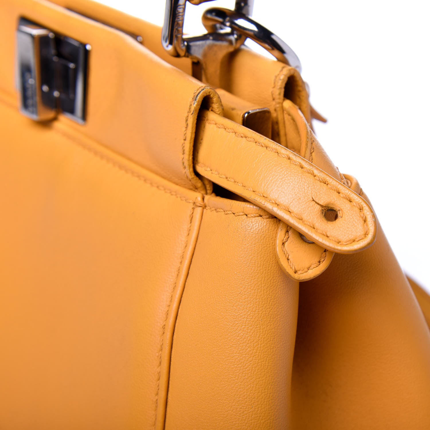 Fendi Nappa Mini Peekaboo Iconic Satchel Giallo Syrup 18 of 25