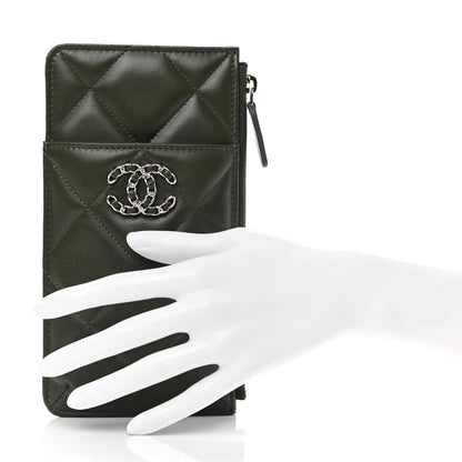 Chanel Lambskin Quilted Chanel 19 Phone and Card Holder Khaki 2 of 8