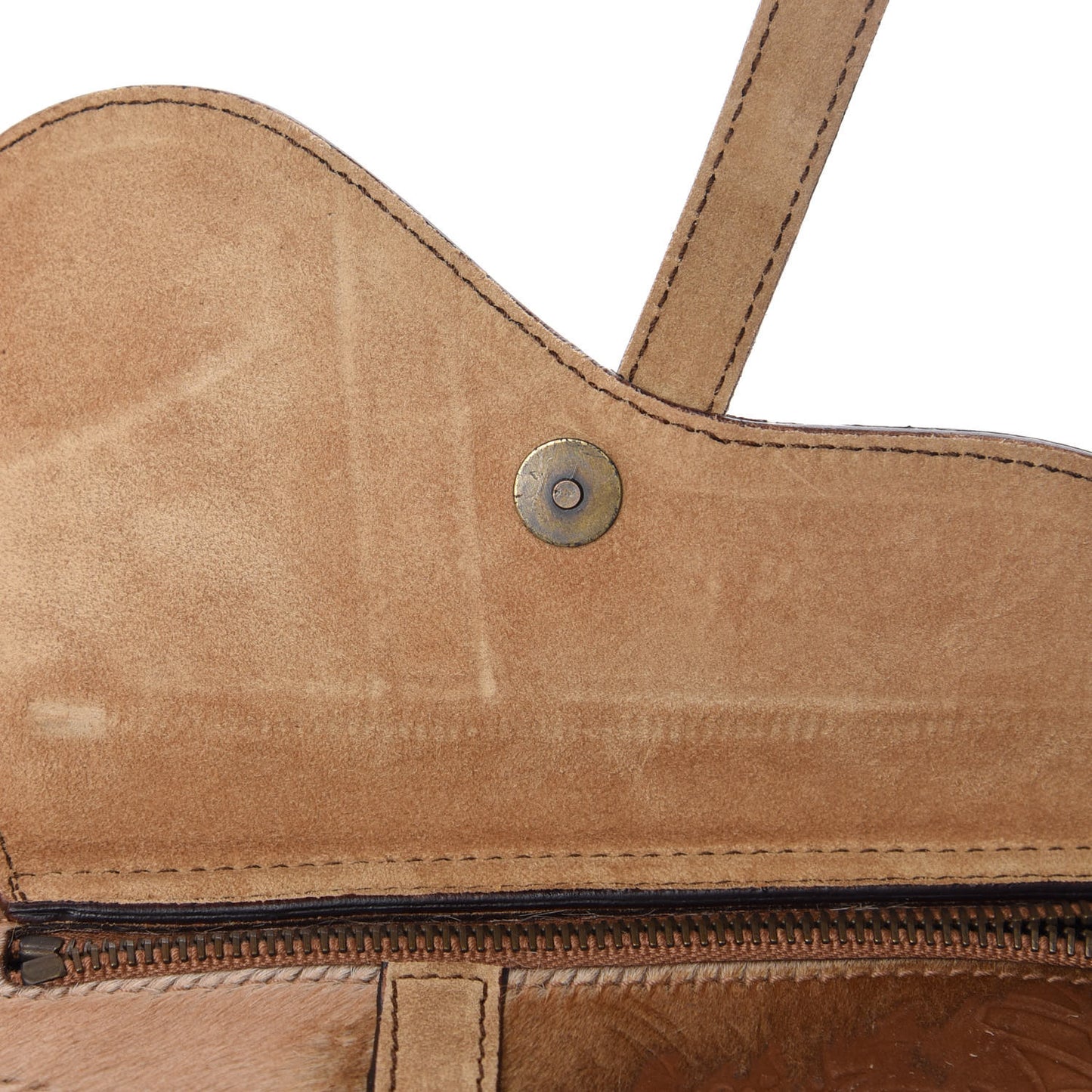 Suede Pony Hair Saddle Bag Brown