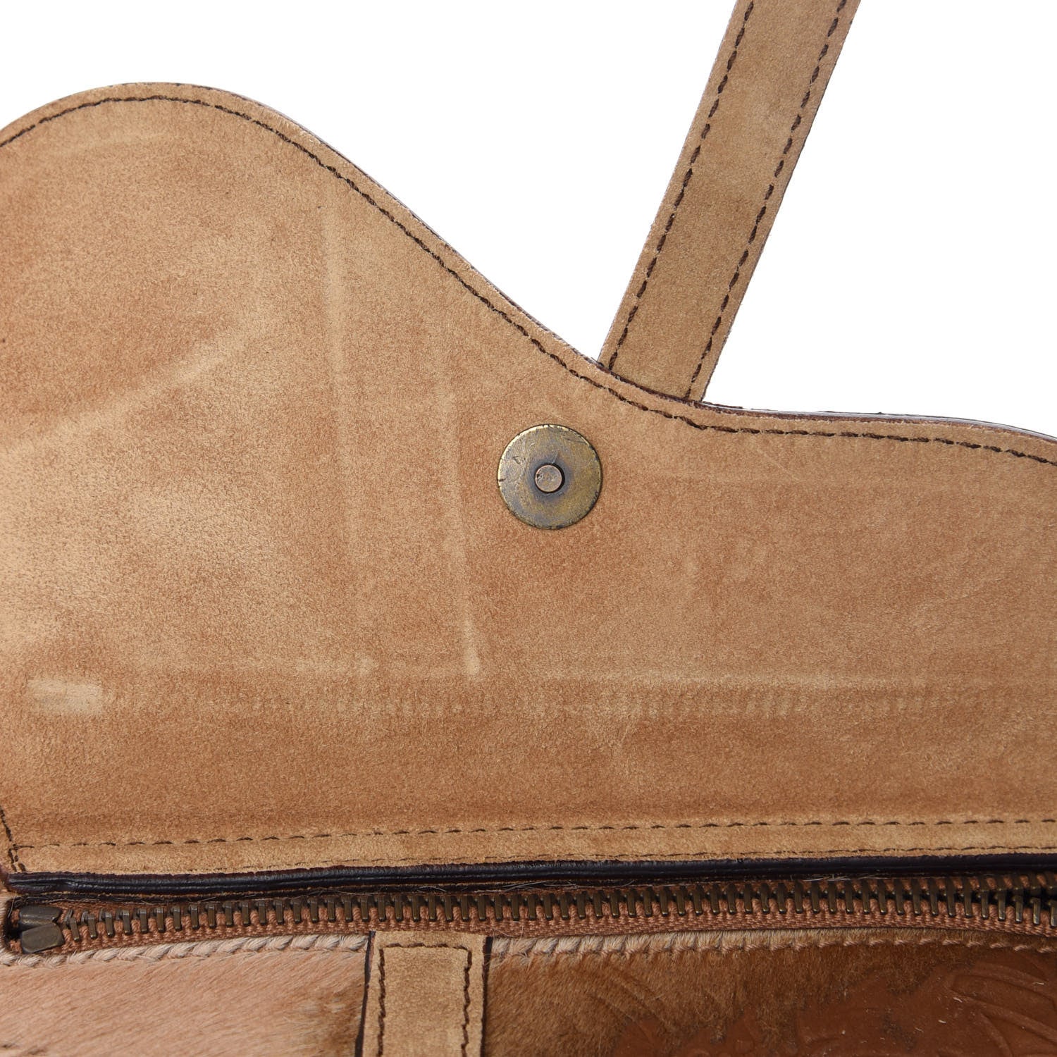 Christian Dior Suede Pony Hair Saddle Bag Brown 14 of 16