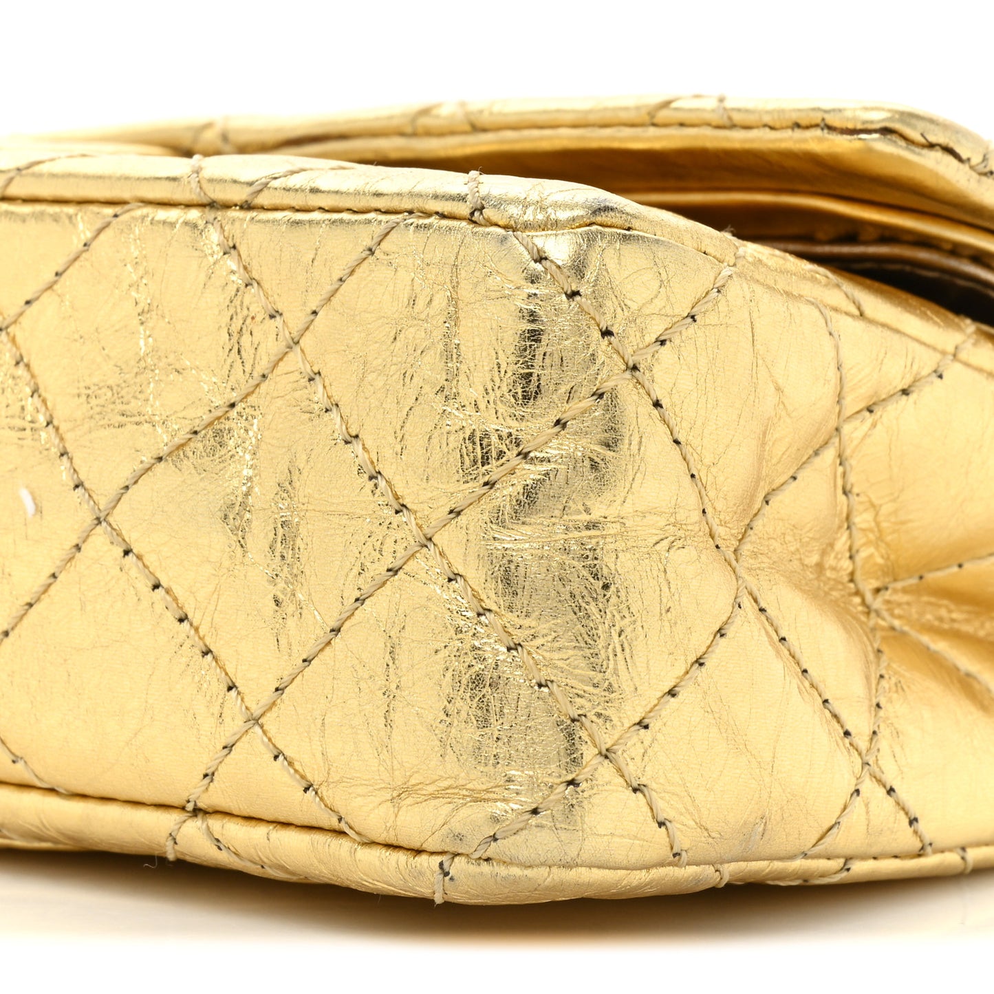 Metallic Aged Calfskin Quilted 2.55 Reissue 225 Flap Gold