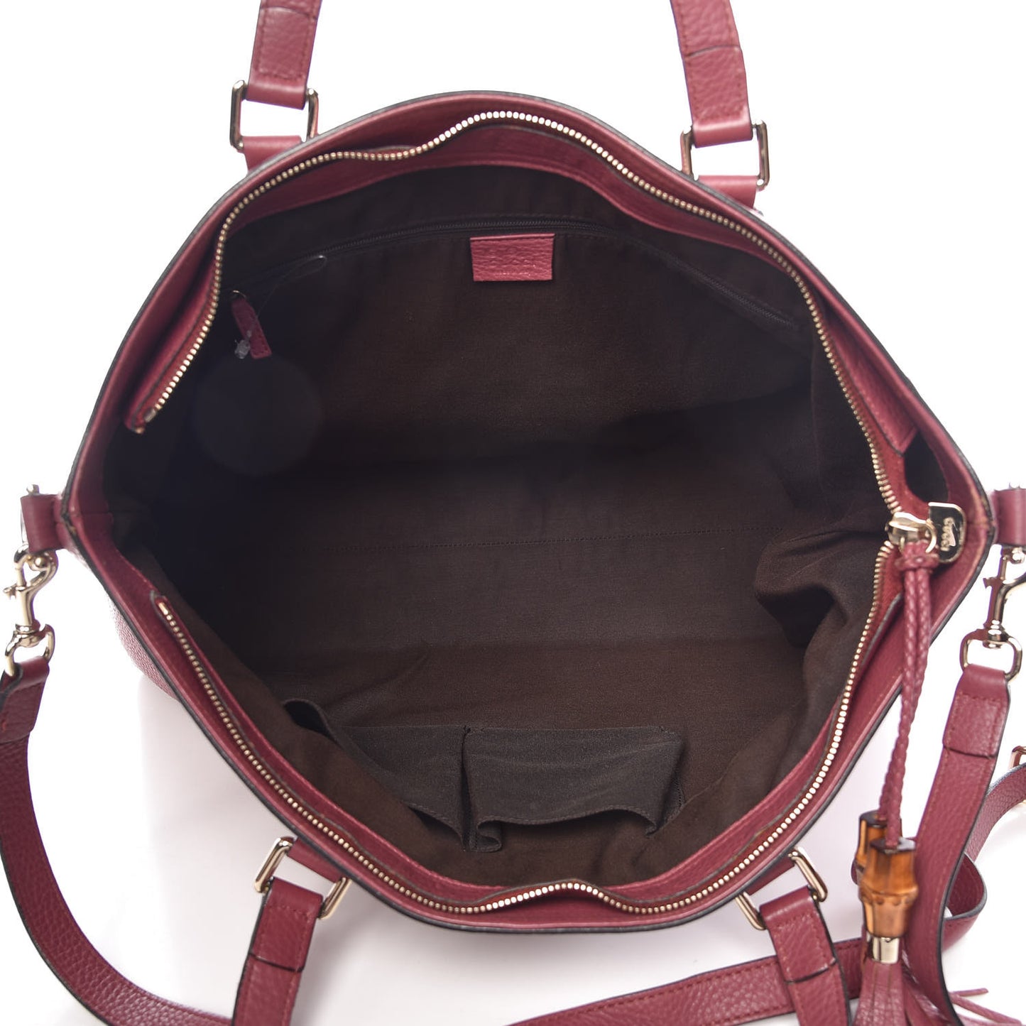Calfskin Large Bamboo Tassel Top Handle Tote Peonia Flower