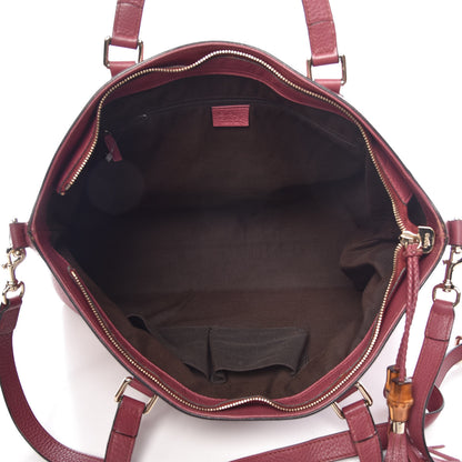 Gucci Calfskin Large Bamboo Tassel Top Handle Tote Peonia Flower 6 of 22