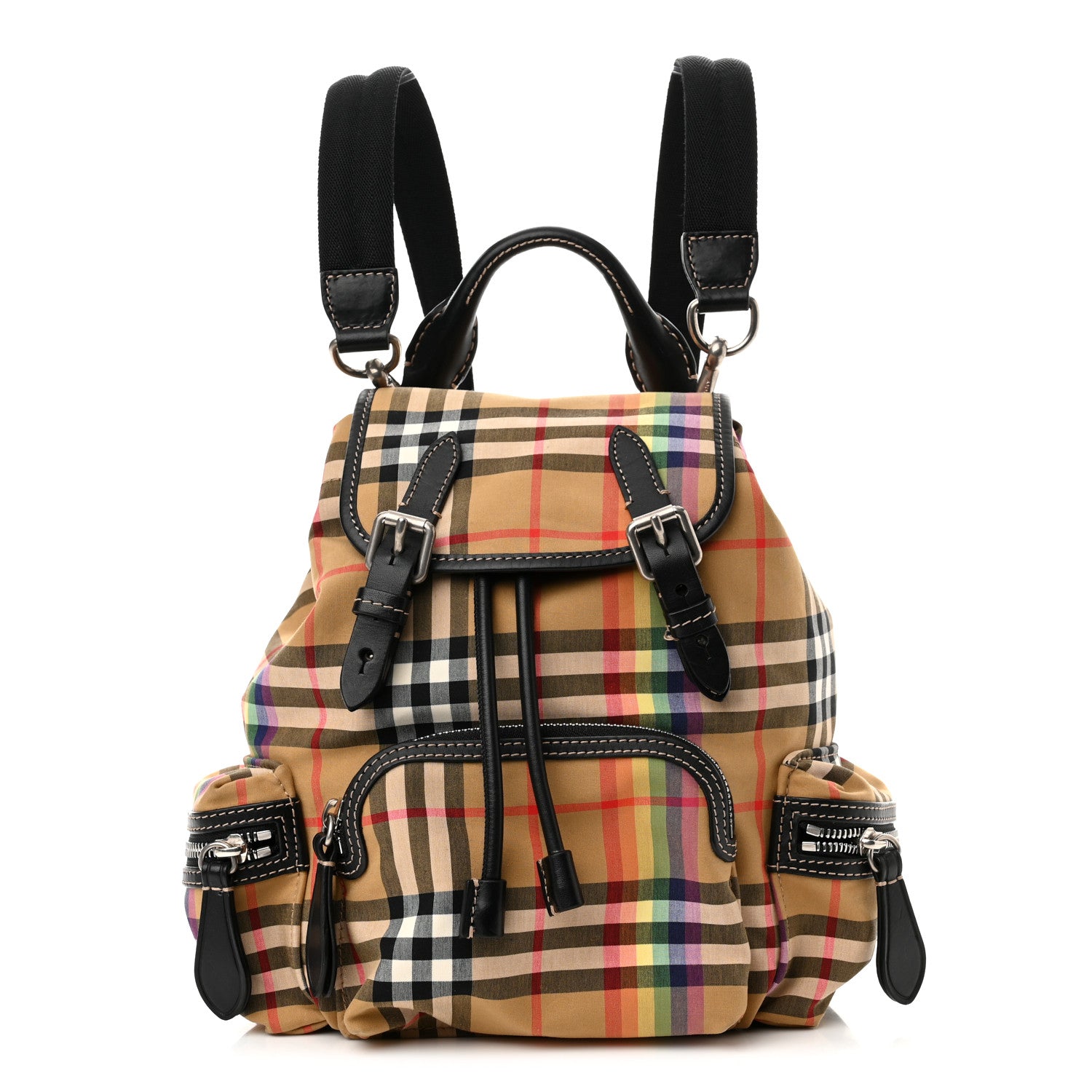 Burberry Vintage Rainbow Check Small Rucksack Backpack Antique Yellow 1 of 8