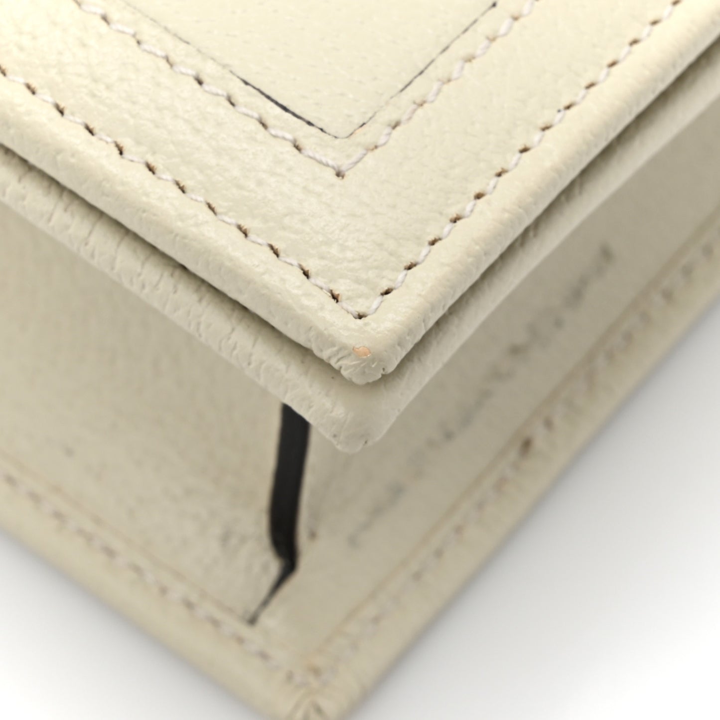 Textured Dollar Calfskin Mini Diana Chain Bag White