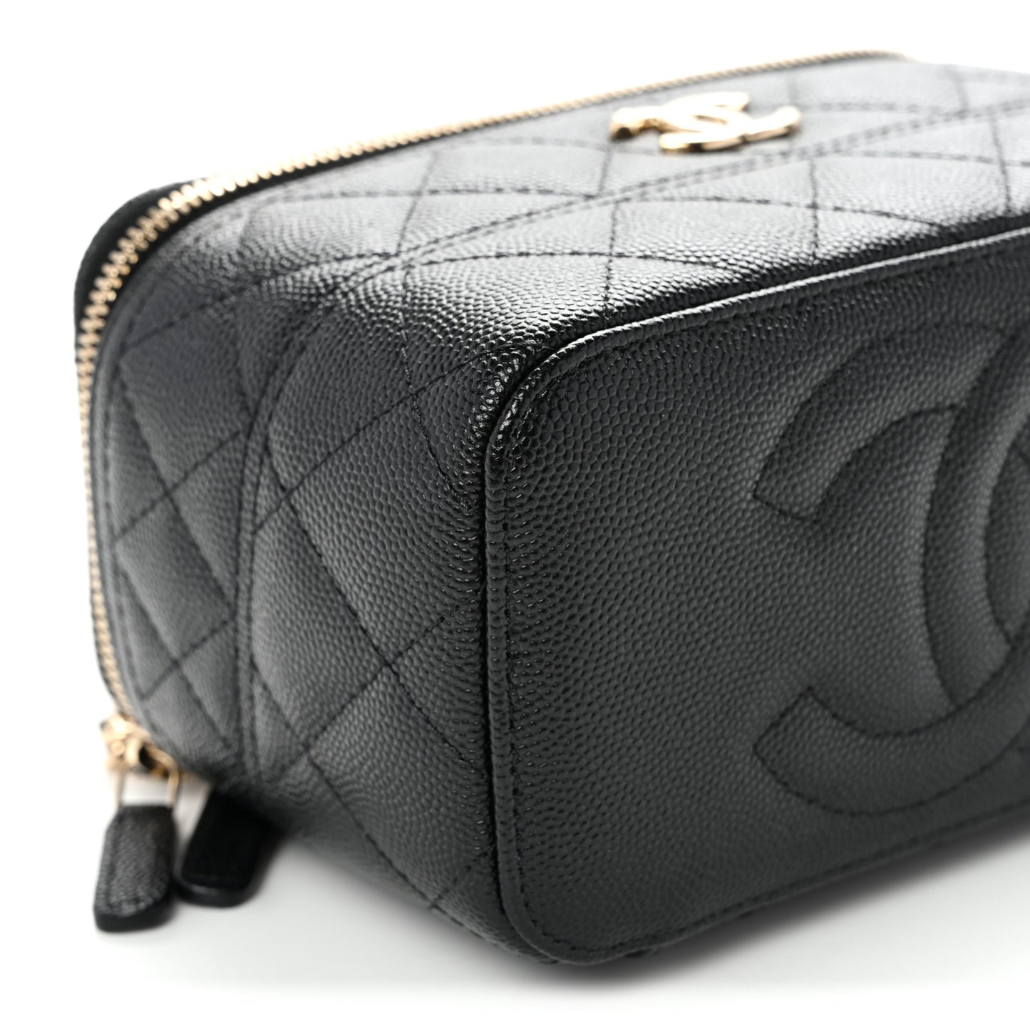 Caviar Quilted Trendy Handle Mini Vanity Black