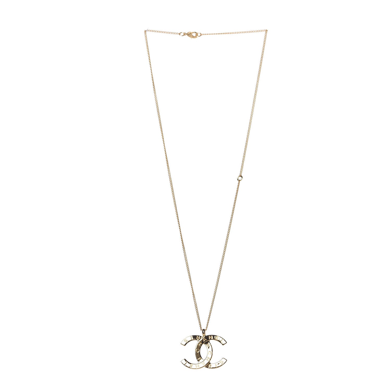 Chanel Metal CC Paris Button Necklace Gold 3 of 6