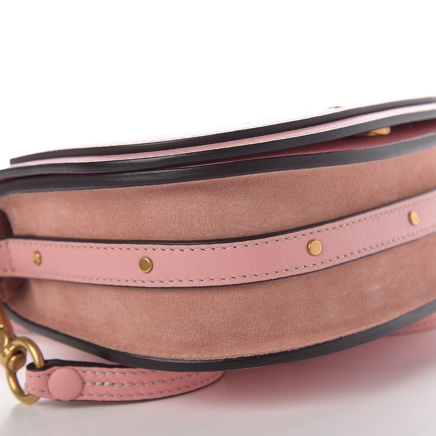 Calfskin Suede Small Nile Bracelet Bag Washed Pink