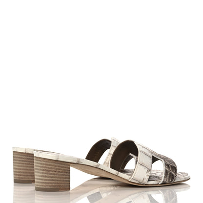 Hermes Matte Niloticus Crocodile Himalaya Oasis Sandals 37.5 White 4 of 9