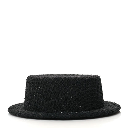 Chanel Tweed Boater Hat M Black 5 of 7