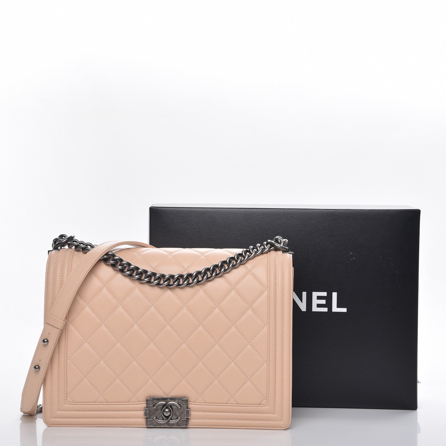 Chanel Calfskin Quilted Large Boy Flap Beige 12 of 12