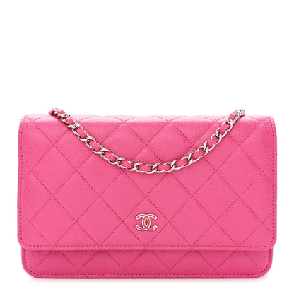 Chanel Caviar Quilted Wallet on Chain WOC Dark Pink 1 of 11