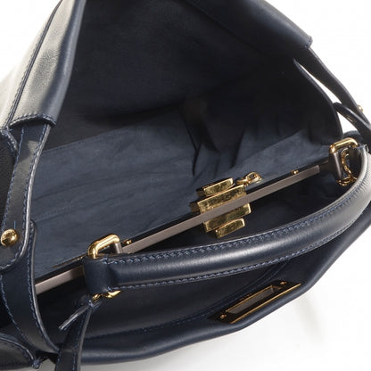 Fendi Vitello Dolce Marmol Large Peekaboo Iconic Satchel Blue Notte 5 of 11
