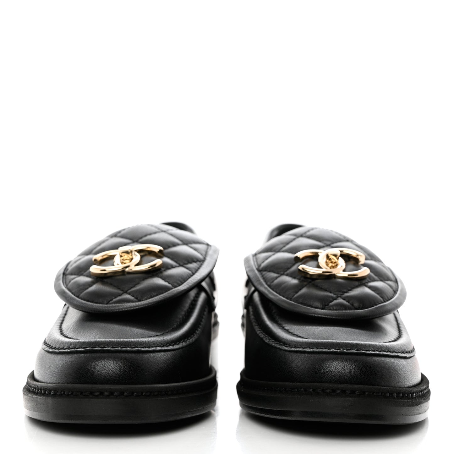 Lambskin Quilted CC Turnlock Loafers 38.5 Black