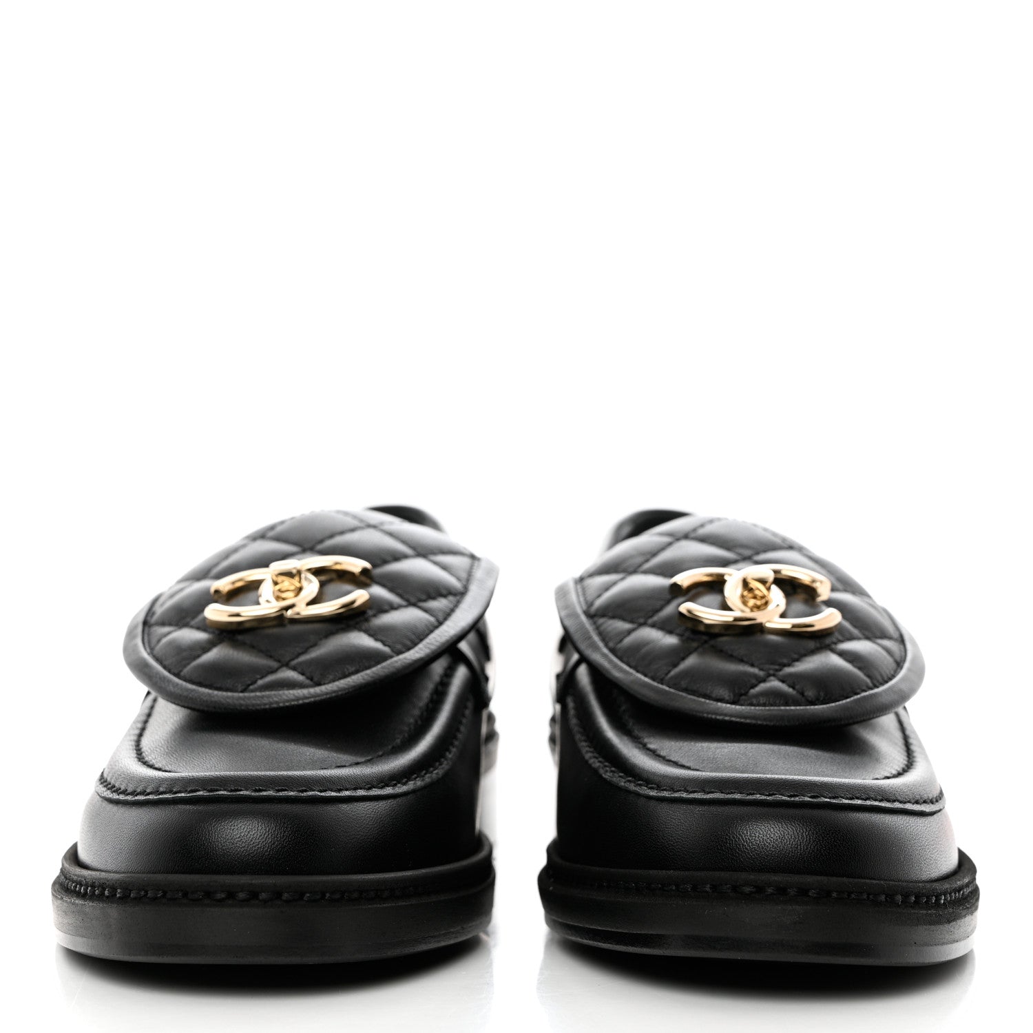 Chanel Lambskin Quilted CC Turnlock Loafers 38.5 Black 3 of 19