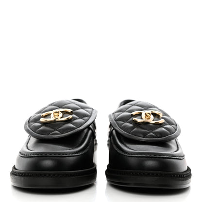 Chanel Lambskin Quilted CC Turnlock Loafers 38.5 Black 3 of 19