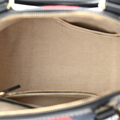Gucci Monogram Selleria Calfskin Vintage Web Medium Boston Beige Blue 4 of 9