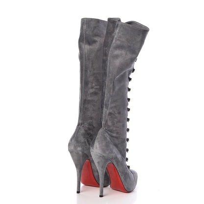 Christian Louboutin Veau Velours Alta Fifre 120 Tall Boots 38 Grey 4 of 7