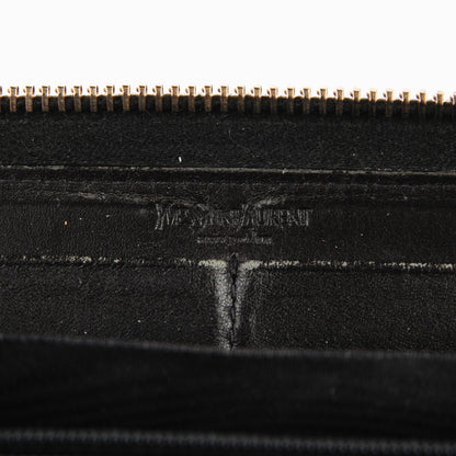 Saint Laurent Textured Patent Calfskin Belle De Jour Zip Around Wallet Black 5 of 8