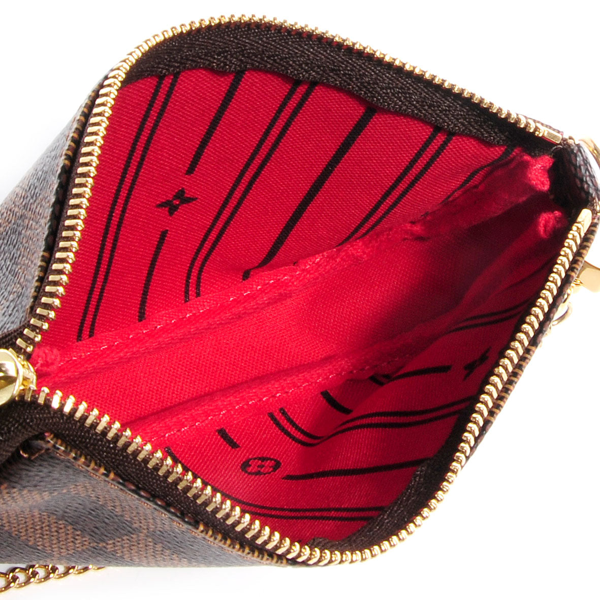 Damier Ebene Complice Trunks and Bags Mini Pochette Accessories Red