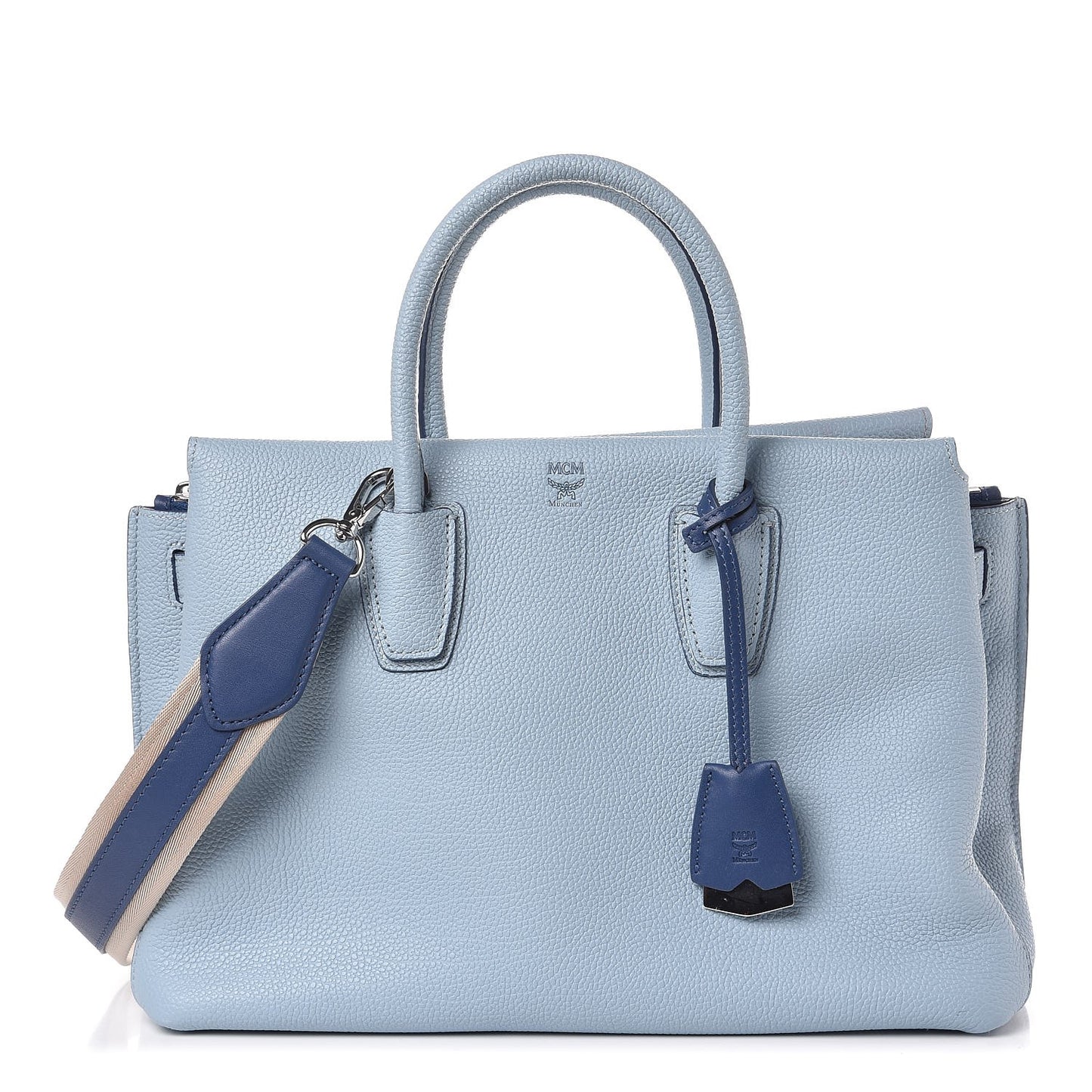 Grained Calfskin Medium Milla Tote Sky Blue