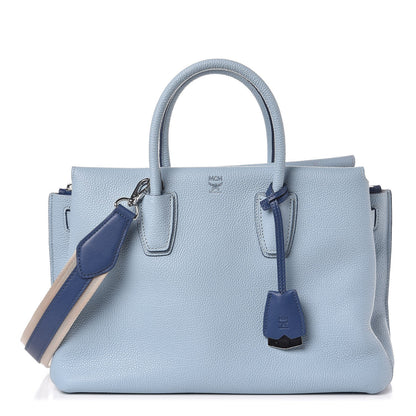 MCM Grained Calfskin Medium Milla Tote Sky Blue 1 of 7
