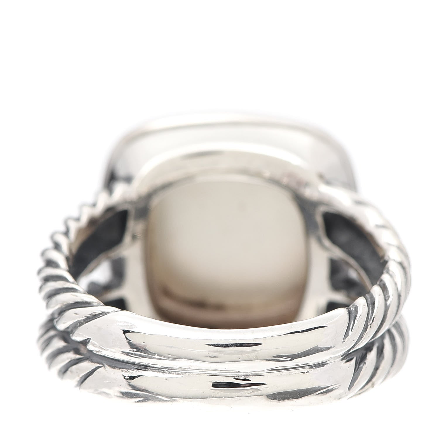 David Yurman Sterling Silver Diamond Mother of Pearl 11mm Albion Ring 54 7 4 of 7
