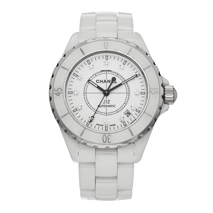 Chanel Stainless Steel Ceramic Diamond 38mm J12 Automatic Watch White 1 of 4