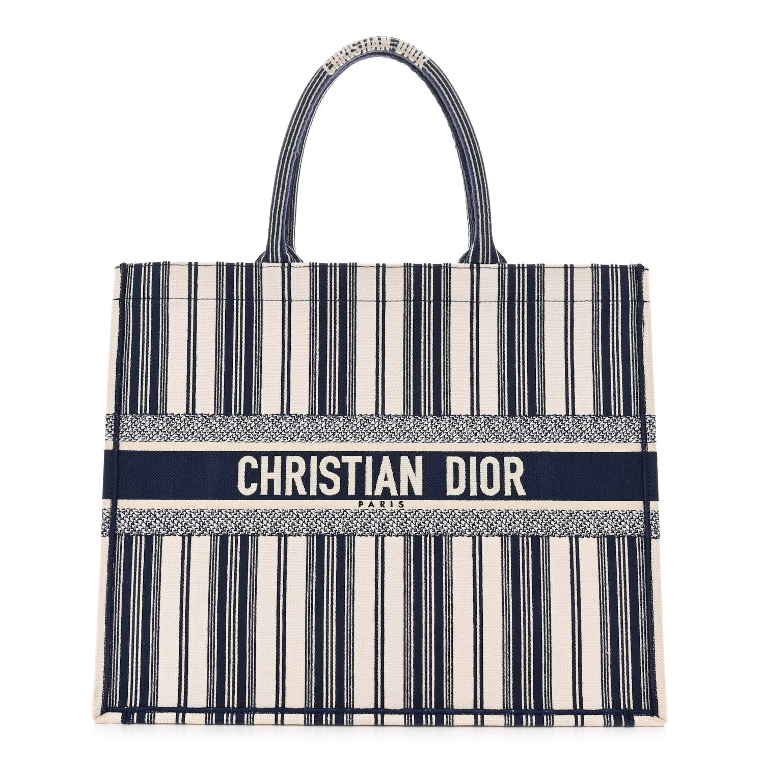 Christian Dior Canvas Embroidered Forte Dei Marmi Striped Book Tote Blue 1 of 22