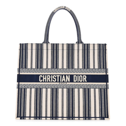 Christian Dior Canvas Embroidered Forte Dei Marmi Striped Book Tote Blue 1 of 22