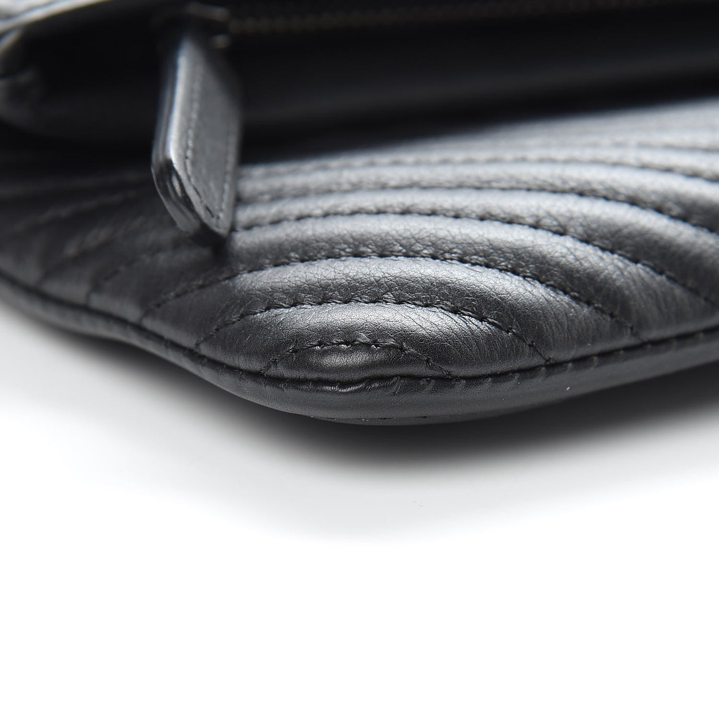 Calfskin Chevron Quilted Beauty CC Boy Clutch Black