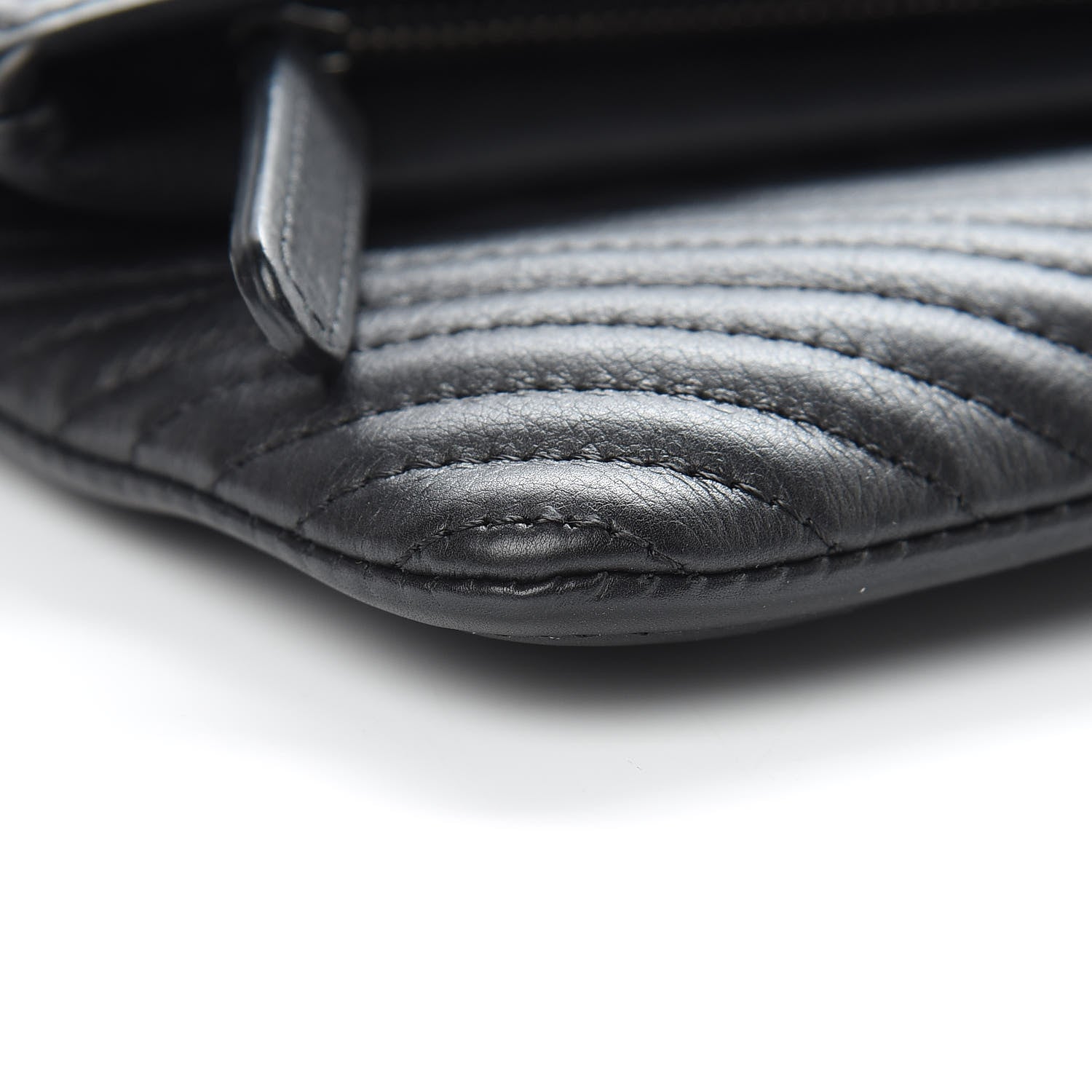 Chanel Calfskin Chevron Quilted Beauty CC Boy Clutch Black 9 of 10