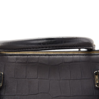 MCM Calfskin Crocodile Embossed Double Zip Tote Bag Grey 14 of 17