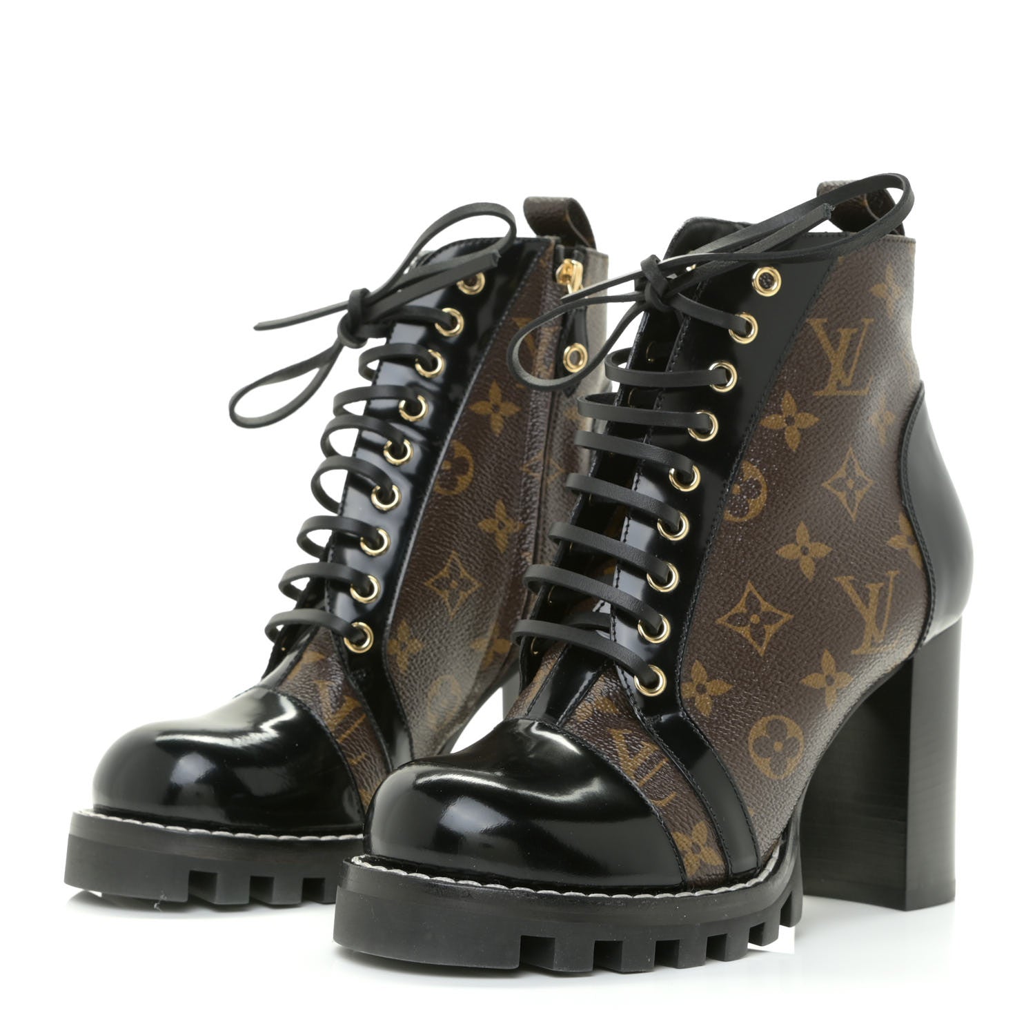 Louis Vuitton Patent Calfskin Monogram Star Trail Ankle Boots 38 Black 3 of 11