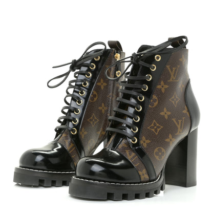 Louis Vuitton Patent Calfskin Monogram Star Trail Ankle Boots 38 Black 3 of 11