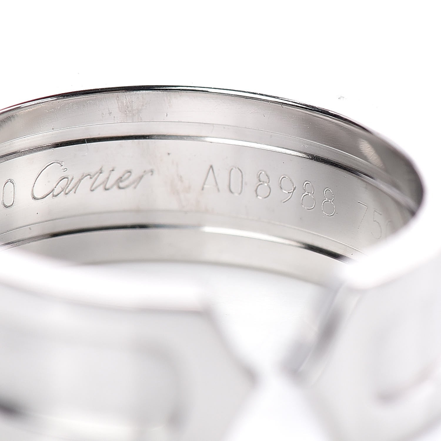 Cartier 18K White Gold 6.5mm C De Ring 51 5.75 5 of 6