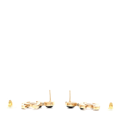 Chanel Resin Crystal Pearl CC Drop Earrings Gold Black 3 of 4