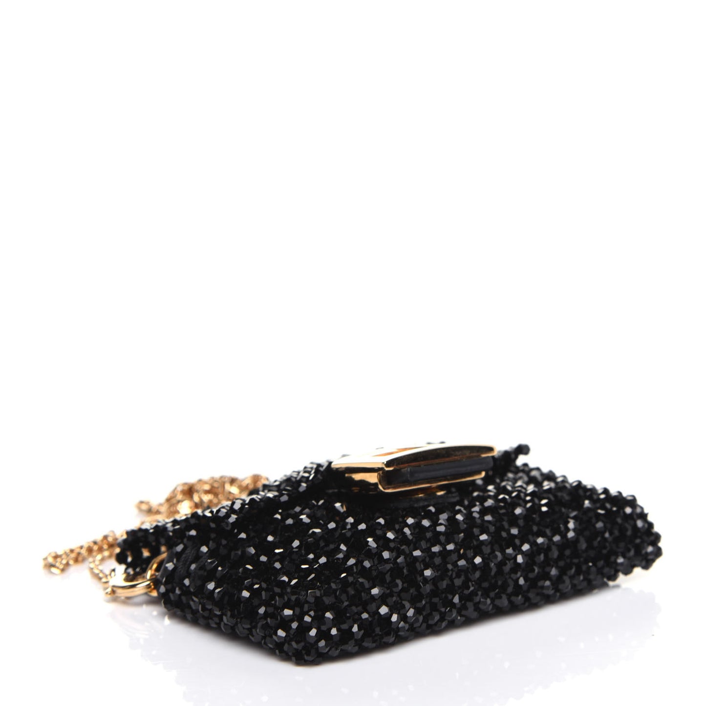Crystal Vitello King Beaded Mini Pico Baguette Charm Black