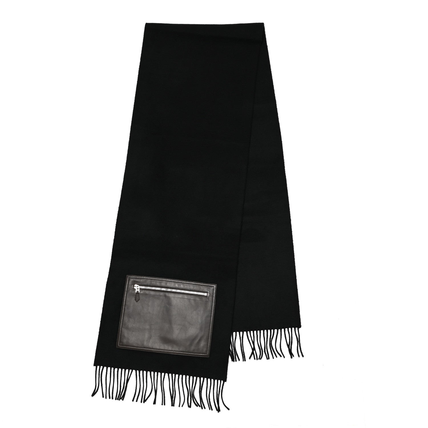 Hermes Cashmere Lambskin Pocket Muffler Black 2 of 4