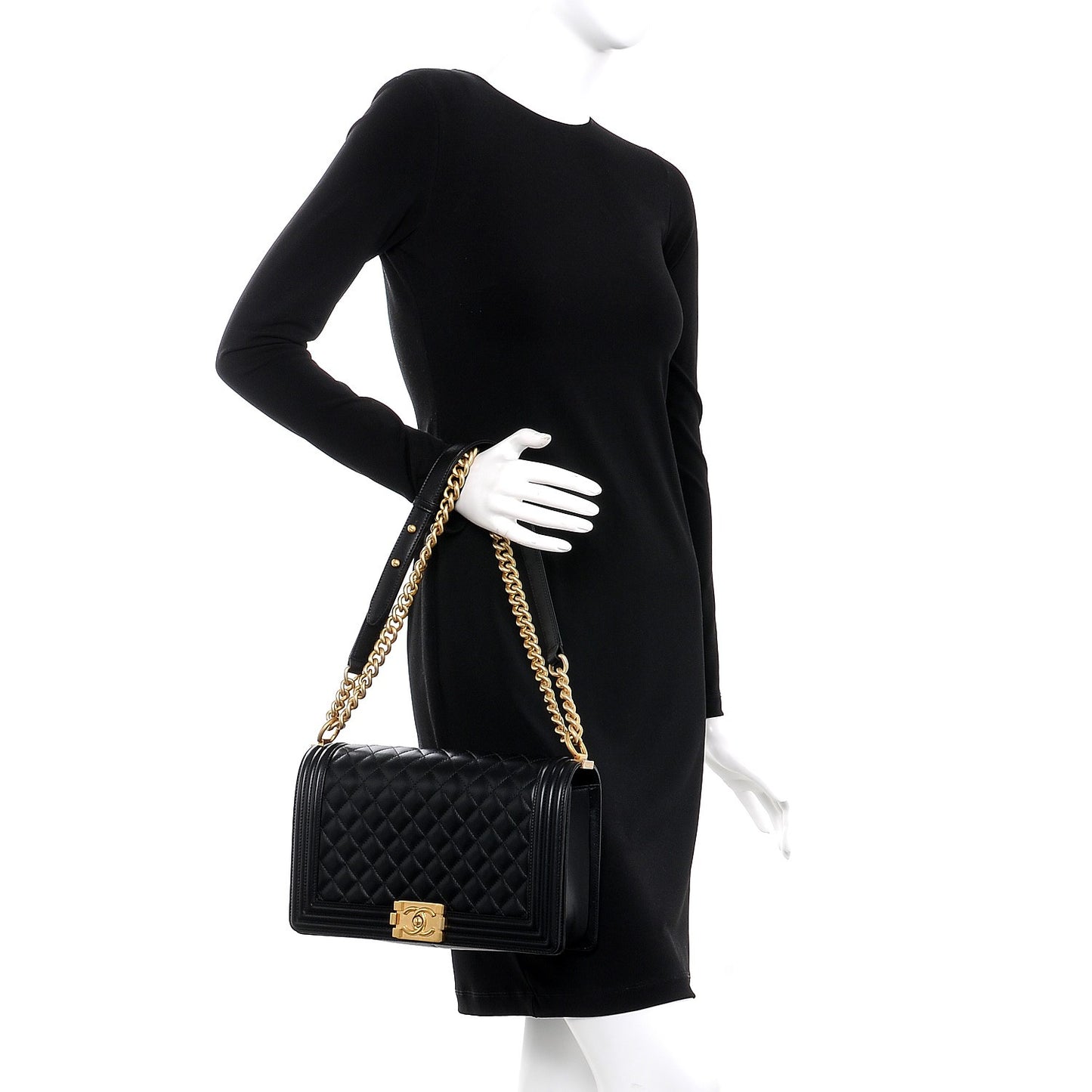 Lambskin Quilted New Medium Boy Flap Black