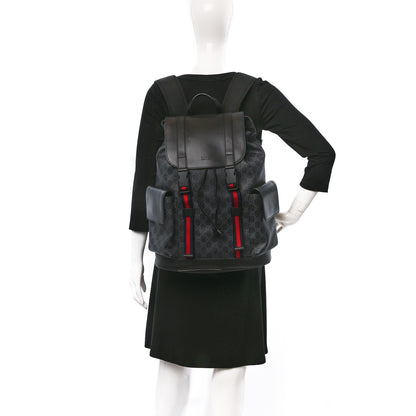 Gucci Soft GG Supreme Monogram Appia Calfskin Web Double Buckle Backpack Black 2 of 9