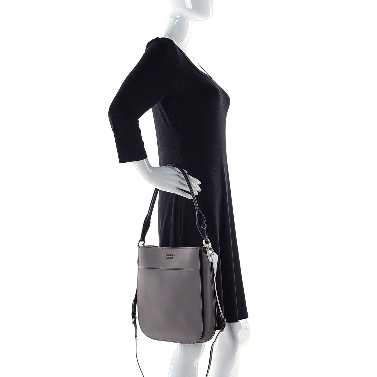 Prada City Calfskin Small Margit Bag Argilla Black 2 of 8