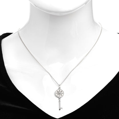 Tiffany Sterling Silver Diamond Small Daisy Key Pendant Necklace 2 of 4