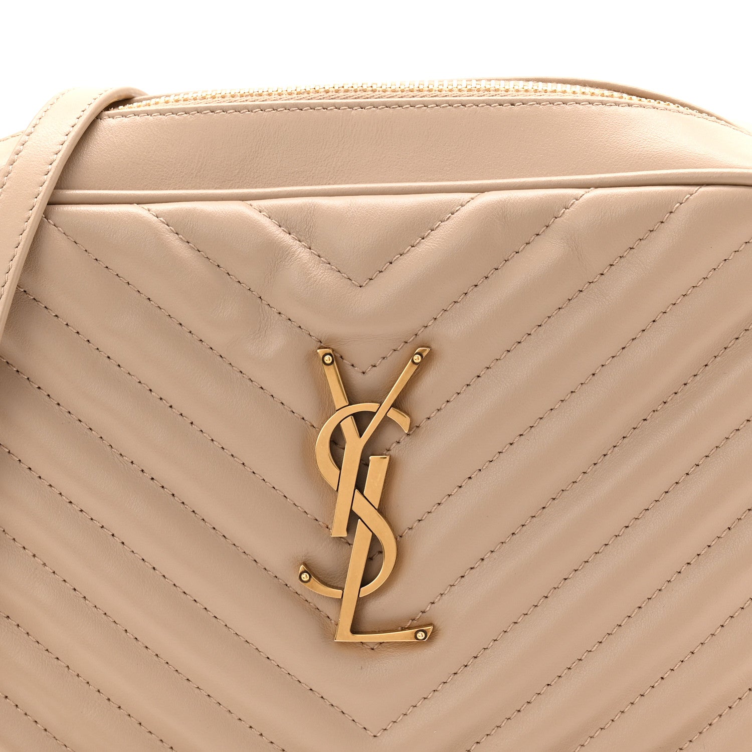 Saint Laurent Calfskin Matelasse Monogram Lou Camera Bag Dark Beige 8 of 10