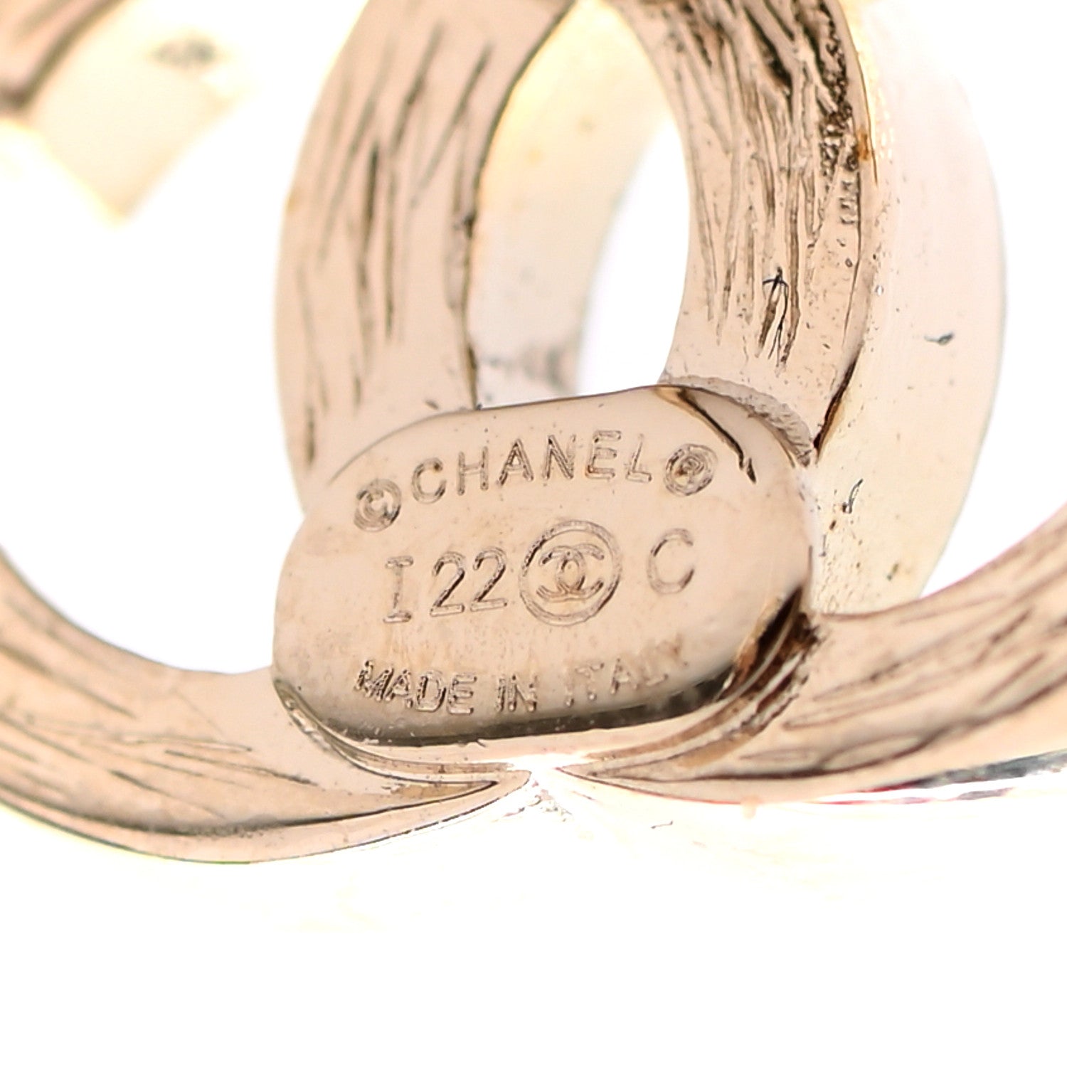 Chanel Metal Crystal CC Chain Cuff Earrings Gold 4 of 4