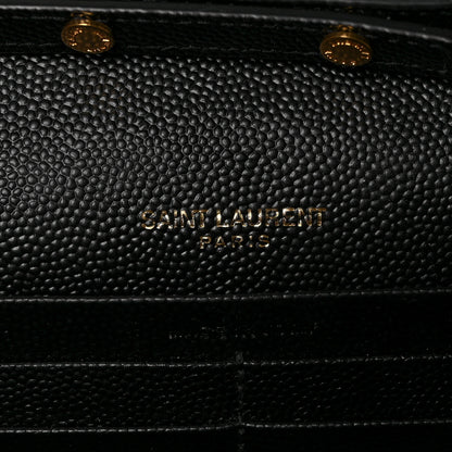 Saint Laurent Grain De Poudre Matelasse Chevron Monogram Chain Wallet Black 5 of 7