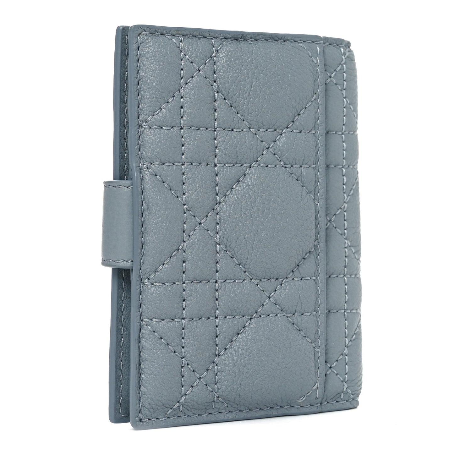 Supple Calfskin Cannage Caro Dandelion Card Holder Cloud Blue